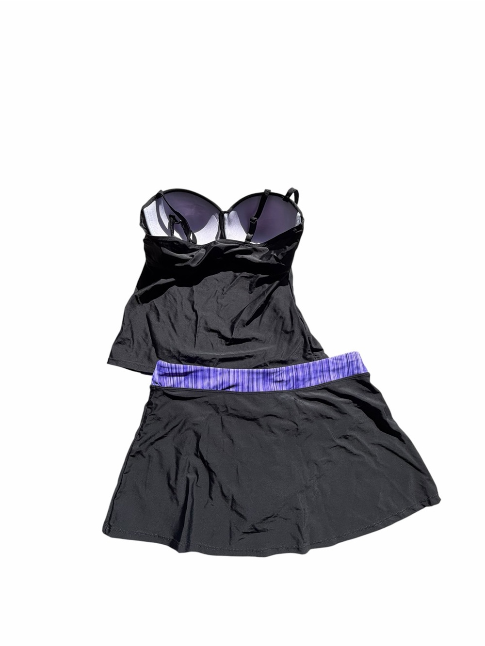 Women's Two Piece Ruched Tankini with Skirted Bottom Swim Suit Size L #260324 - Picture 7 of 10